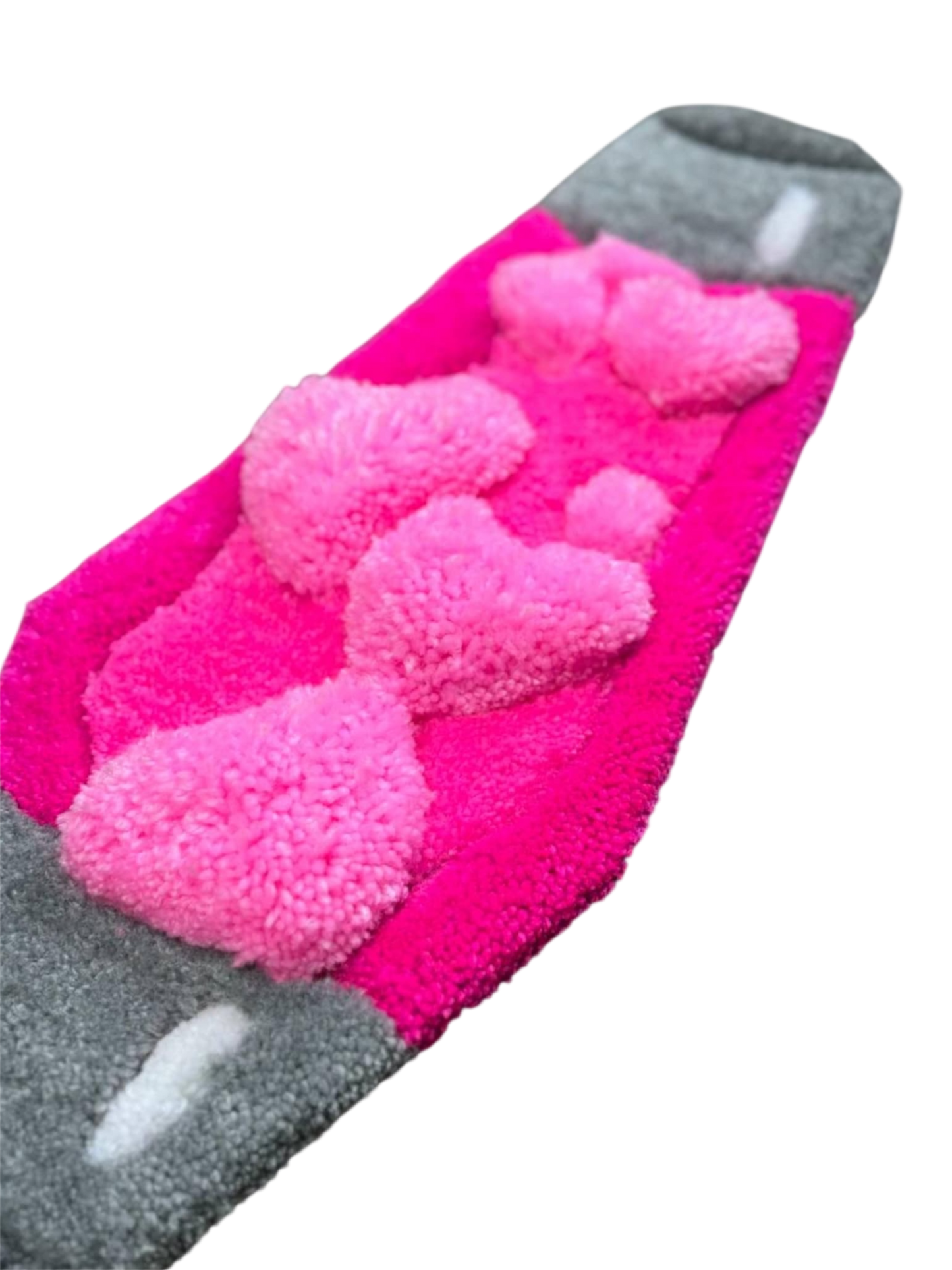 Retro Lava Lamp Rug (Silver & Pink) – Handmade Graphic Rug Art
