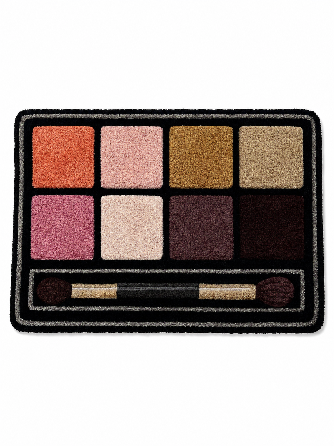 Afterglow Makeup Palette Rug, Handmade Plush Textile Art, Modern Beauty Room Decor