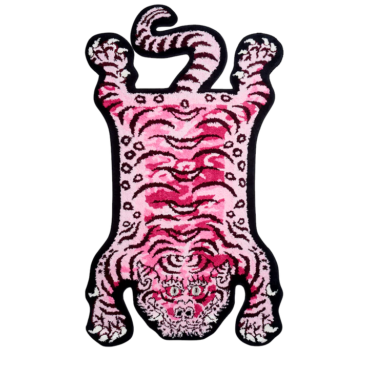 Tibetan Tiger CamoPink FLOOR rug- Pastel Pinks Soft Unique Strong