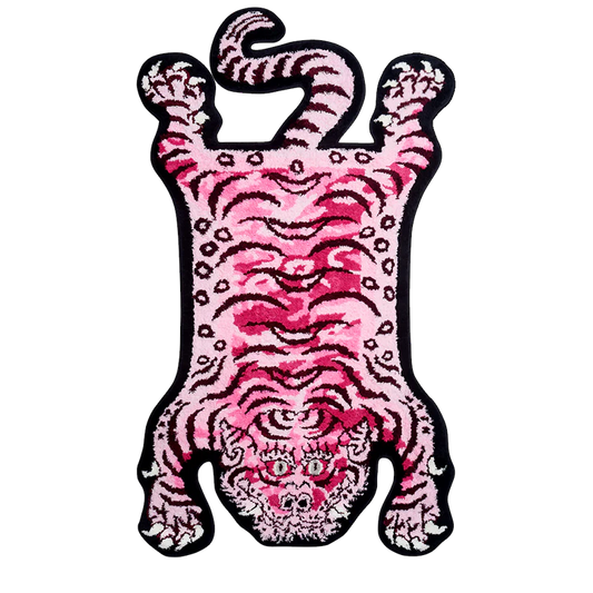 Tibetan Tiger CamoPink FLOOR rug- Pastel Pinks Soft Unique Strong