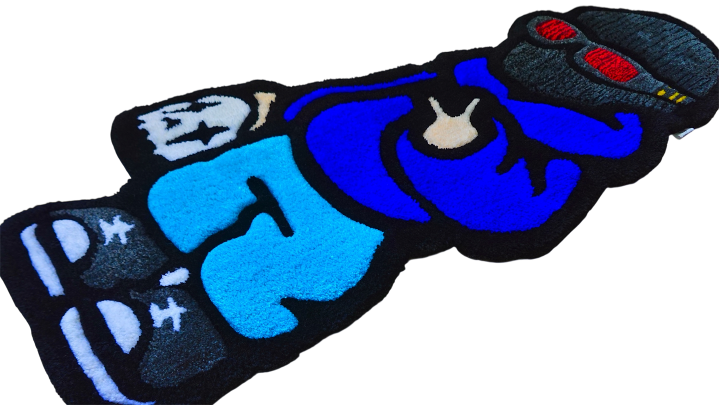 Blue Balaclava Character Rug – Street Culture Inspired Handmade Tufted Rug